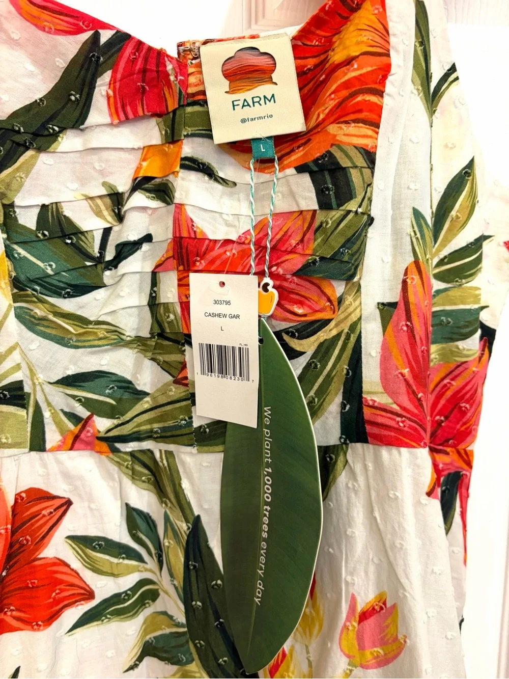 NWT FARM RIO Cashew Garden Floral Ruffle Midi Dress Size L Large - Picture 6 of 6